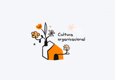 Casa com flores e estrelas ao redor, destacando a cultura organizacional.