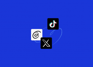Logotipos do TikTok, Threads e X simbolizando a dúvida sobre o que será do futuro das redes sociais.