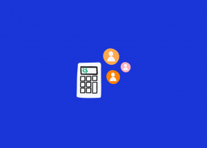 Calculadora, símbolo monetário e perfil de três pessoas, simbolizando as formas de como calcular o pró labore na agência.