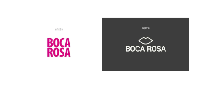 Rebranding de marcas famosas com destaque para a evolução do logotipo da empresa Boca Rosa.