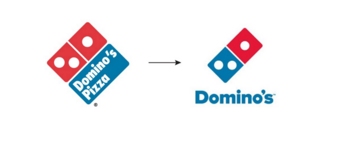 Rebranding de marcas famosas com destaque para a evolução do logotipo da empresa Domino's.